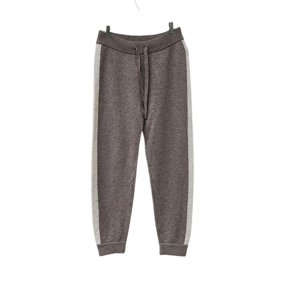 Bella Dahl Wool Cashmere Knit Joggers Pants Size Small Side Stripe Taupe Comfort
